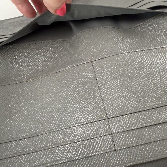 Coach Pebbled Gray Leather Slim Envelope Wallet Clutch snap closure - Picture 11 of 14